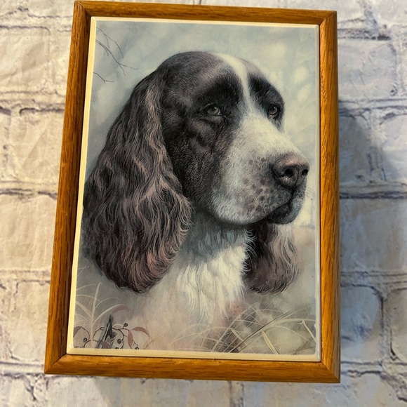GRAPHIC ART TILES KIMBERLY ENTERPRISES DOG TRINKET WOOD BOX USA MADE - Picture 1 of 8